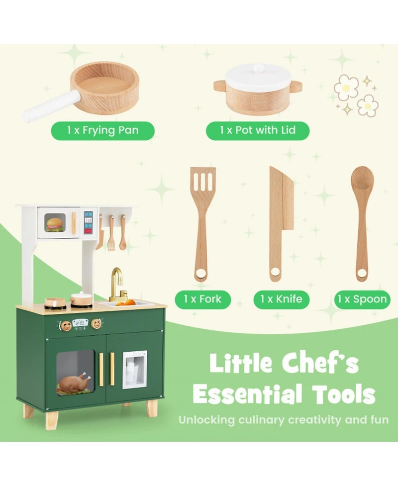 Sugift Compact Microwave Play Kitchen With Clicking Knobs, Ages 3-6