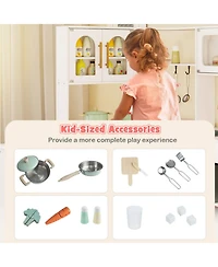 Sugift Corner Kitchen Playset with Retractable Countertop and Working Ice Maker, Ages 3+