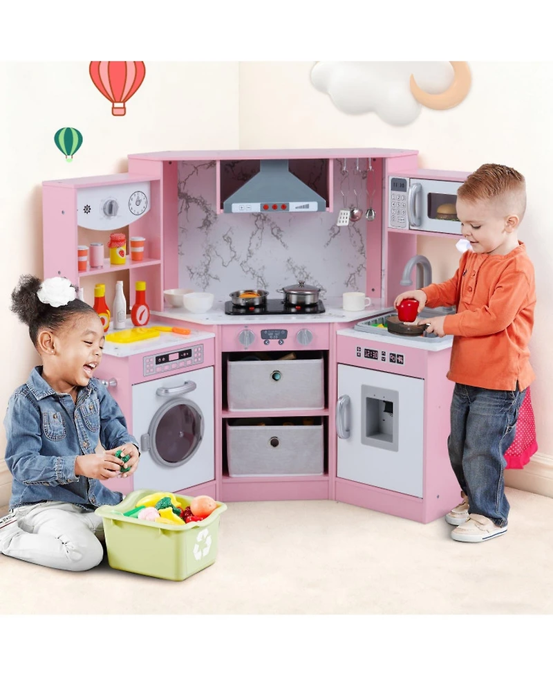 Sugift Interactive Play Kitchen with Circulating Water Sink and Lights and Sounds, Ages 3+