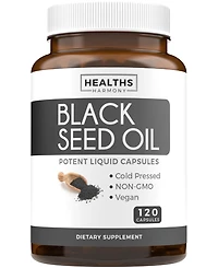Healths Harmony Black Seed Oil Softgels with Nigella Sativa and Vitamin E, 500 mg Each, 120 Softgels