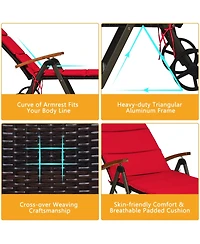 Mecale Outdoor Rattan Chaise Lounge Recliner with Wheels
