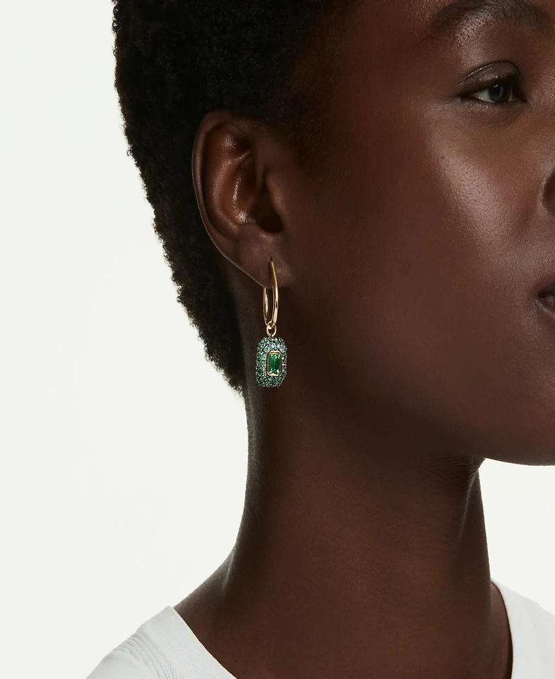 Swarovski Gold-Tone Plated Green Crystal Earrings