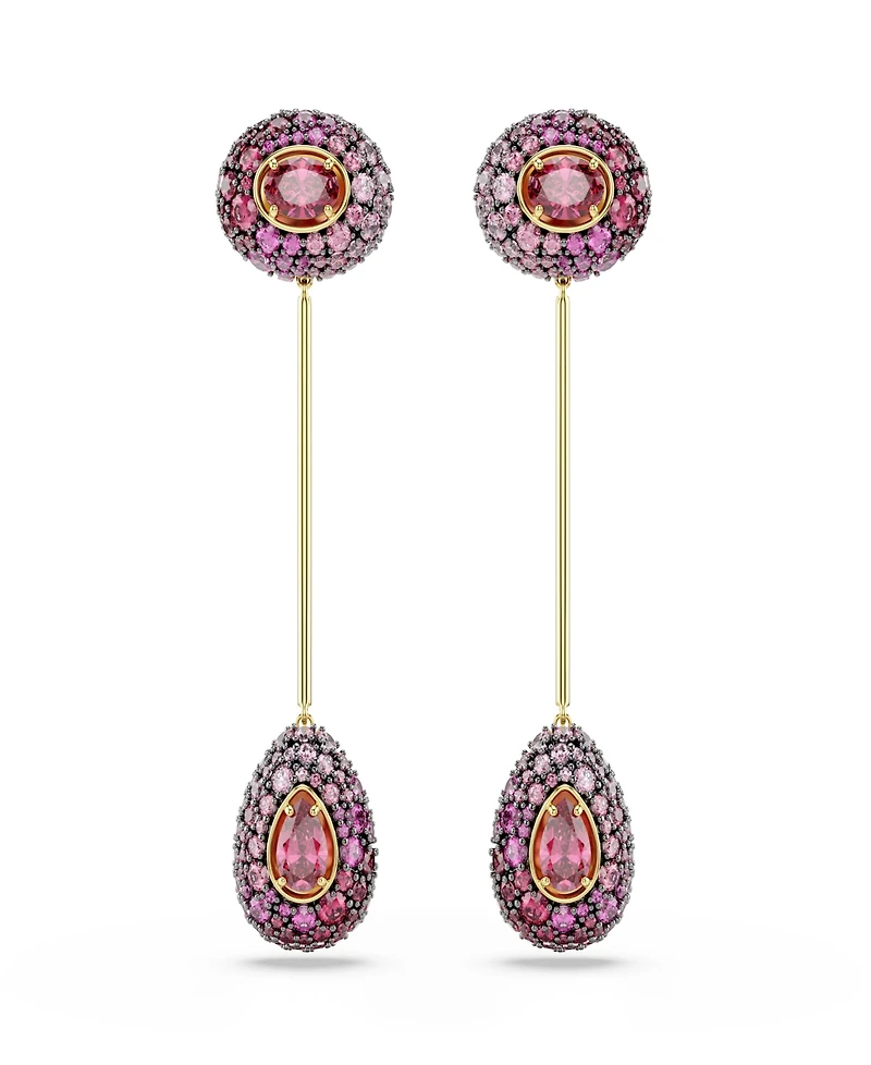 Swarovski Gold-Tone Plated Red Crystal Earrings