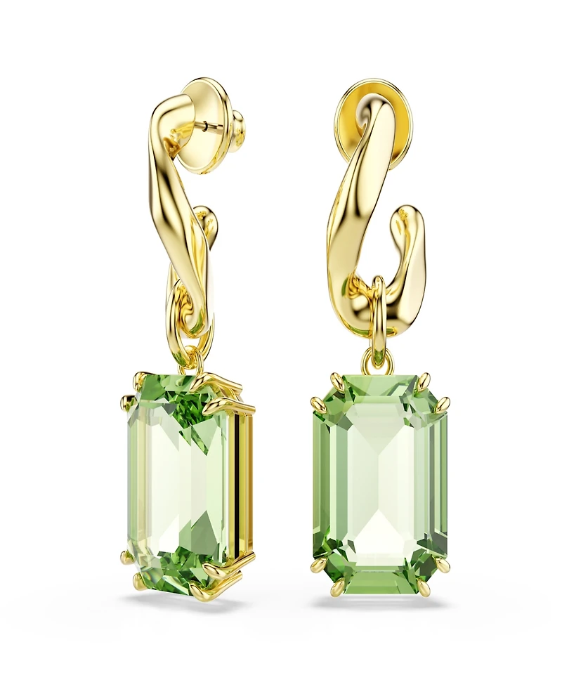 Swarovski Gold-Tone Plated Green Crystal Earrings