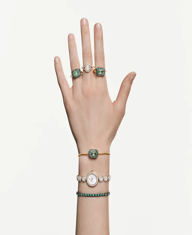 Swarovski Gold-Tone Plated Green Crystal Ring