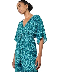 Apricot Women's Zebra-Print Smocked-Waist V-Neck Maxi Dress