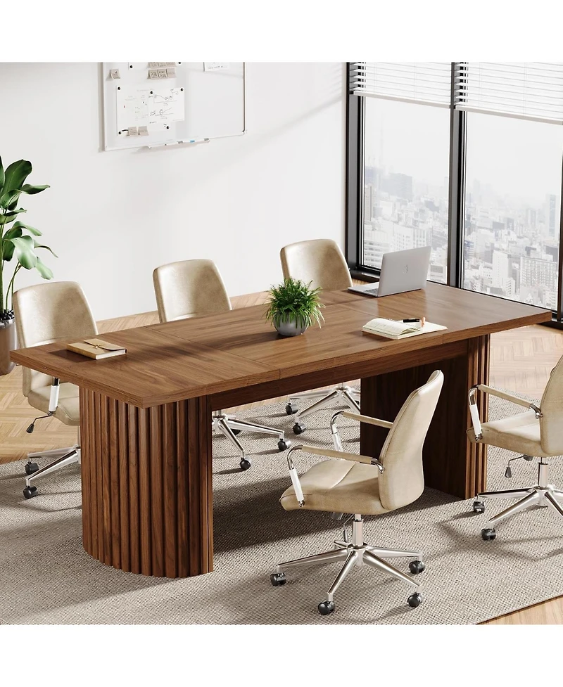Tribesigns 78.7" Conference Table with Double Pedestal