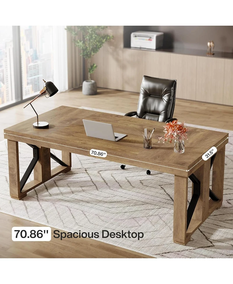 Tribesigns 70.87" Executive Desk with Double Pedestal