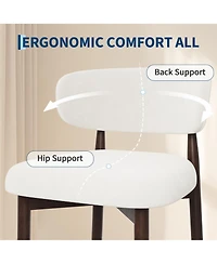 gaomon Set of 4 Upholstered Counter Height Bar Stools with Wood Legs and Curved Back, Linen Kitchen Island Chairs with Footrest