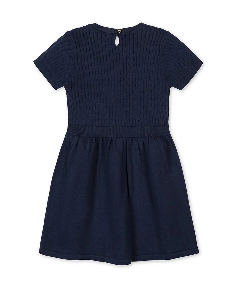 Hope & Henry Little and Big Girls (6 - 12) Organic Short Sleeve Cable Sweater Dress