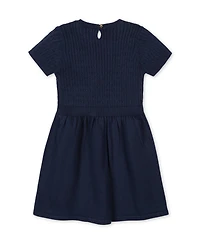 Hope & Henry Little and Big Girls (6 - 12) Organic Short Sleeve Cable Sweater Dress