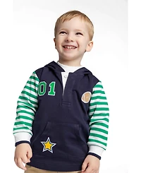 Florence Eiseman Toddler Boys 2T - 5 Hooded Knit Shirt With Varsity Football Motifs