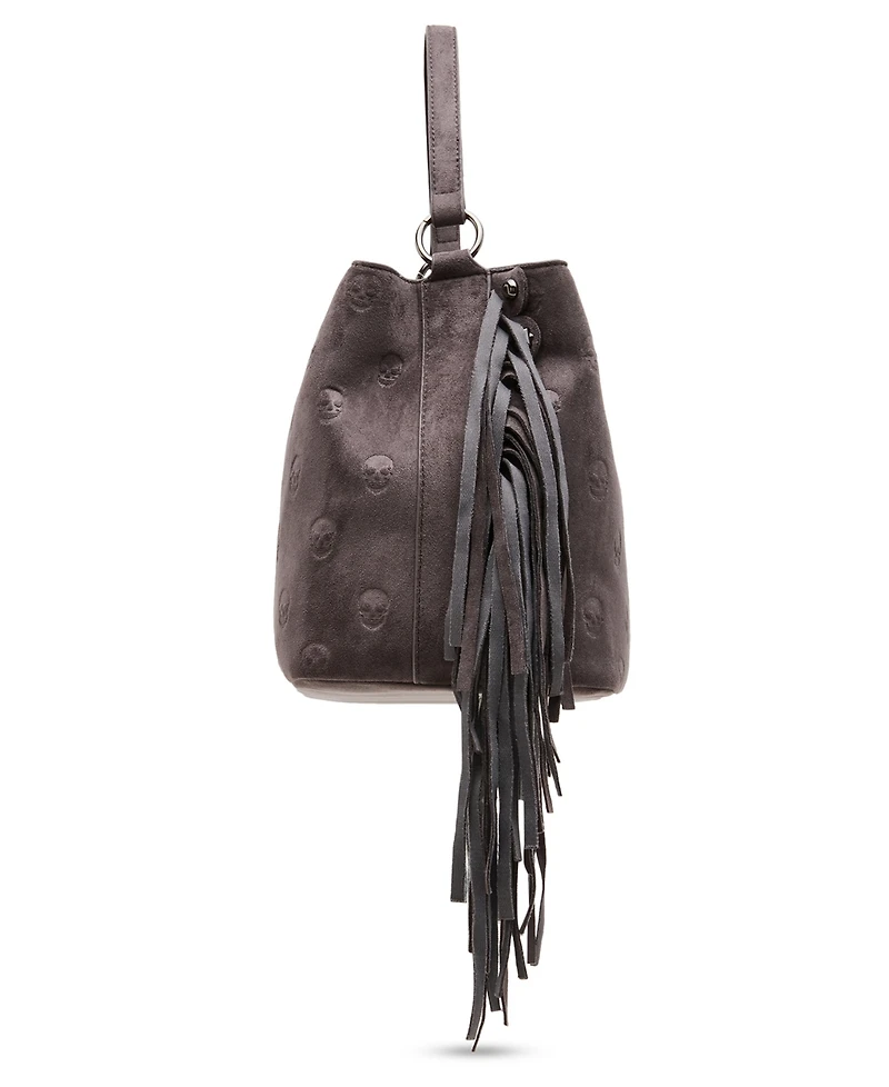 Betsey Johnson Skully Fringe Small Bucket Handbag