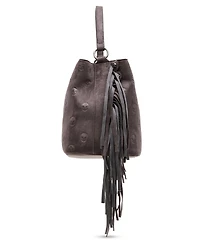 Betsey Johnson Skully Fringe Small Bucket Handbag