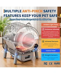 20.6 x 22.8 x 21.7 in Self-Cleaning Cat Litter Box, Automatic Smart Cat Toilet with App Control, Odor Control for Indoor Multi Cats