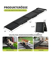 63 in Dog Ramp for Car Suv Truck, Foldable Non-Slip Aluminum Frame Pet Ramp for Large Dogs