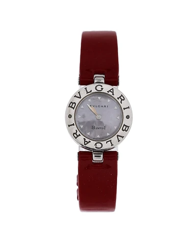 Pre-Owned Bvlgari B.Zero1 Quartz Watch in Stainless Steel and Patent with Mother of Pearl 22mm