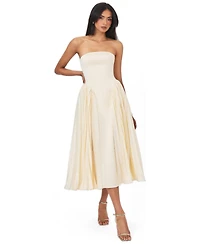 Miss Circle Women's Marnie Butter Yellow Pleated Satin Midi Dress
