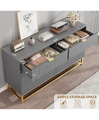 6 Drawer Dresser for Bedroom, 53.5" Large Dresser with Metal Legs, Modern Chest Organizer with Wide Storage, Chest of Drawers for Bedroom, Entryway