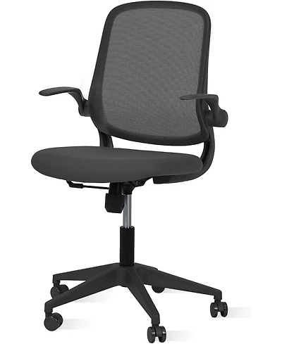 Black Ergonomic Mesh Office Chair with Flip-Up Arms and Lumbar Support