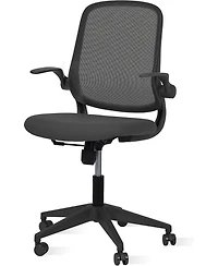 Black Ergonomic Mesh Office Chair with Flip-Up Arms and Lumbar Support