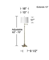 360 Lighting Swing Arm Floor Lamp 70" Tall Antique Brass White Mica Paper Drum Shade for Living Room Reading Bedroom