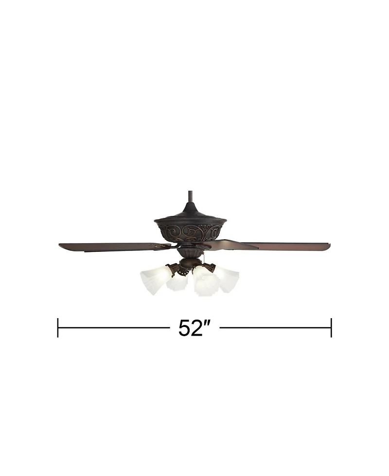 52" Casa Vieja Contessa Industrial Rustic Indoor Ceiling Fan Led Light Bronze Copper Cherry Frosted Glass for Living Kitchen Home