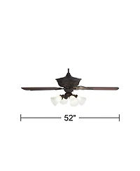 52" Casa Vieja Contessa Industrial Rustic Indoor Ceiling Fan Led Light Bronze Copper Cherry Frosted Glass for Living Kitchen Home