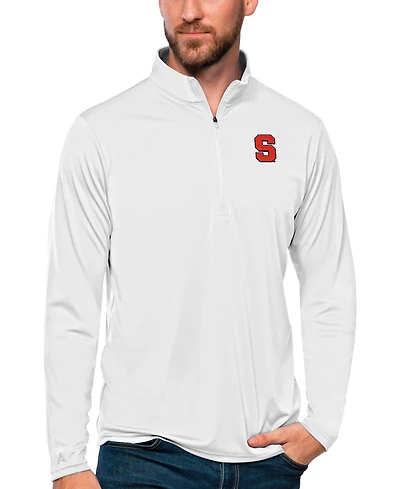Antigua Men's White Syracuse Orange Tribute Quarter-Zip Sweatshirt