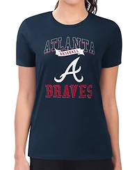 G-iii 4Her by Carl Banks Women's Navy Atlanta Braves Super-Slim Fit Lightweight Team Logo Graphic T-Shirt