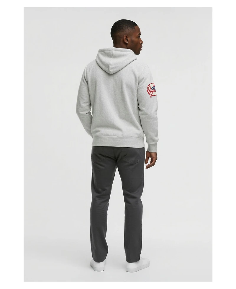 Champion Men's Gray New York Yankees Reverse Weave Chenille Full-Zip Hoodie