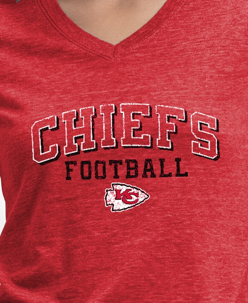 Champion Women's Kansas City Chiefs Triumph Tri-Blend V-Neck Distressed Graphic T-Shirt