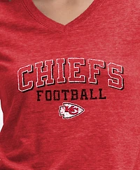 Champion Women's Kansas City Chiefs Triumph Tri-Blend V-Neck Distressed Graphic T-Shirt