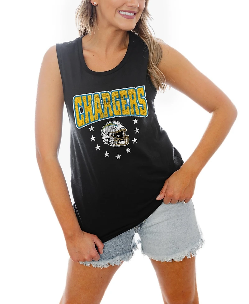 Gameday Couture Women's Los Angeles Chargers Scoop Neck Tapered Cotton-Blend Tank Top
