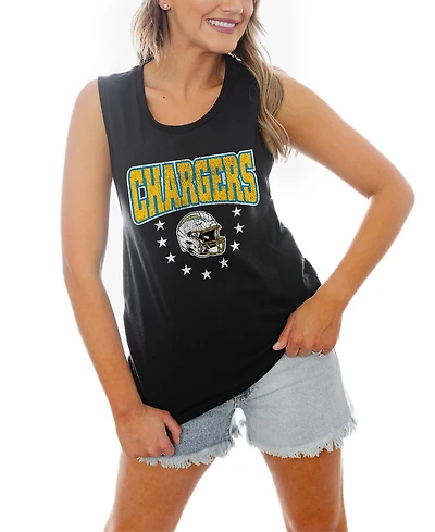 Gameday Couture Women's Los Angeles Chargers Scoop Neck Tapered Cotton-Blend Tank Top