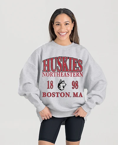 Gameday Couture Women's Northeastern Huskies Large Screen Print Fleece Pullover Sweatshirt