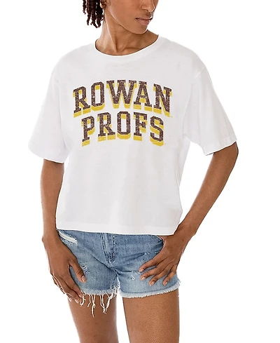Gameday Couture Women's White Rowan Profs Claim To Fame Boxy Cropped T-Shirt