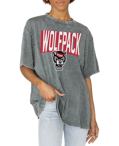Gameday Couture Women's Gray Nc State Wolfpack Solid Defense Oversized T-Shirt