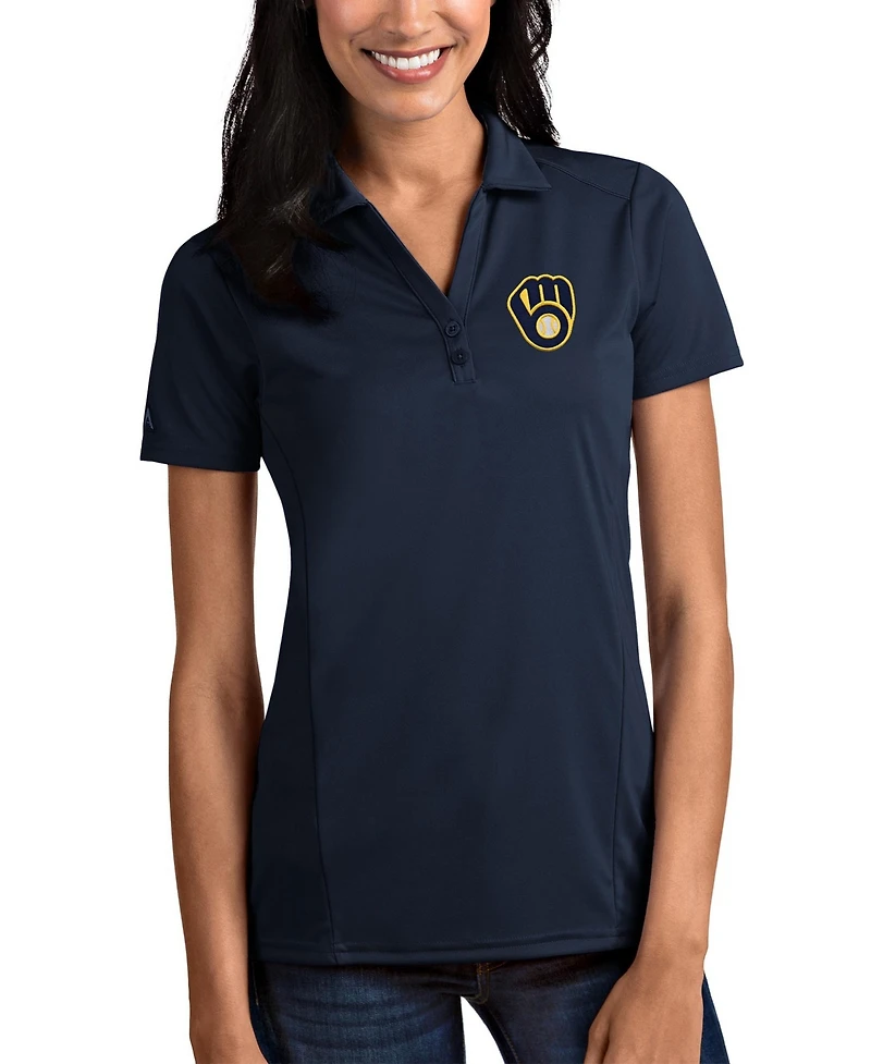Antigua Women's Navy Milwaukee Brewers Team Tribute Polo Shirt