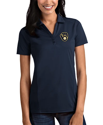 Antigua Women's Navy Milwaukee Brewers Team Tribute Polo Shirt