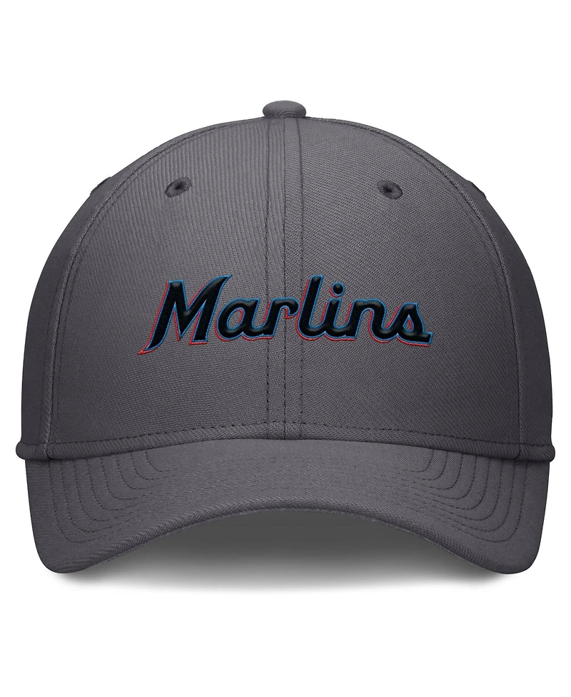 Nike Men's Gray Miami Marlins Swoosh Performance Flex Hat