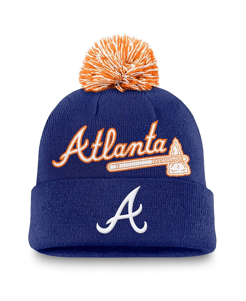 Nike Men's Royal Atlanta Braves Peak Cuffed Pom with Knit Hat