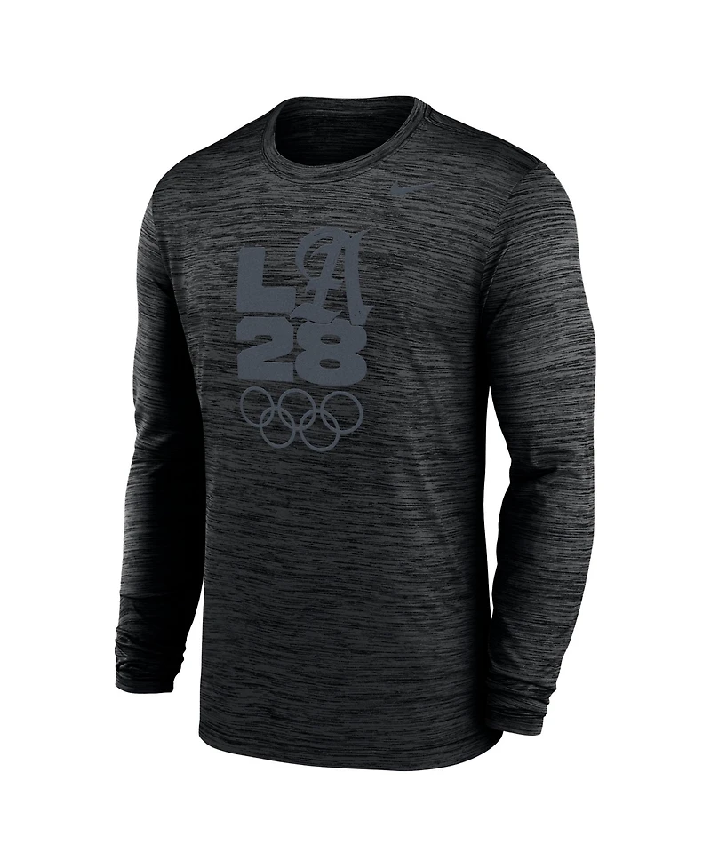 Nike Men's Black LA28 Summer Olympics Team Issue Velocity Dri-fit Long sleeves T-Shirt