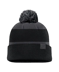 Nike Men's Black LA28 Summer Olympics Script Peak Stripe Cuffed Knit Hat with Pom