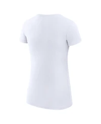 G-iii 4Her by Carl Banks Women's White New York Knicks Super-Slim Fit Lightweight Team Name Collage Graphic T-Shirt