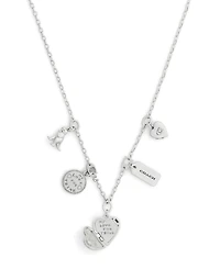 Coach Silver Heritage Charm Bib Necklace