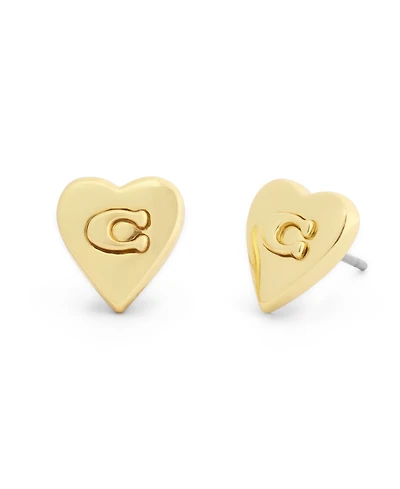 Coach Gold Heritage Signature Coin Stud Earrings