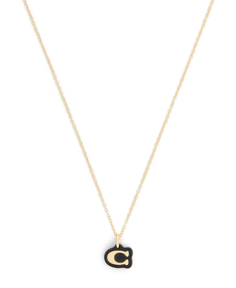 Coach Black Signature C Resin Pendant Necklace