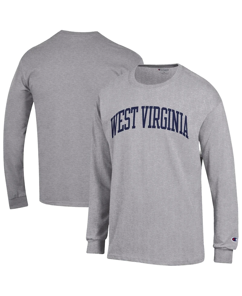 Champion Men's Heather Gray West Virginia Mountaineers Basic Arch Long sleeves T-Shirt