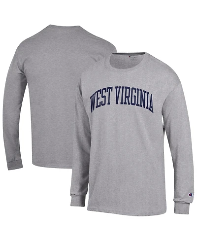 Champion Men's Heather Gray West Virginia Mountaineers Basic Arch Long sleeves T-Shirt